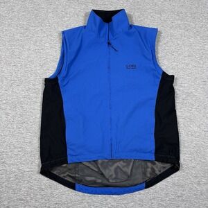Gore Bike Wear Windstopper Cycling Vest Mens Size Large Blue Full Zip READ